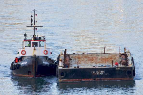 26 February 2021 - 17-19-
Tug Kingston and barge TMS Searider.
The marine equivalent of a motorcycle and sidecar
---------------------
Tug and barge in river Dart.